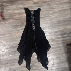 Wink Black Strapless Prom Dress with Embellished Front